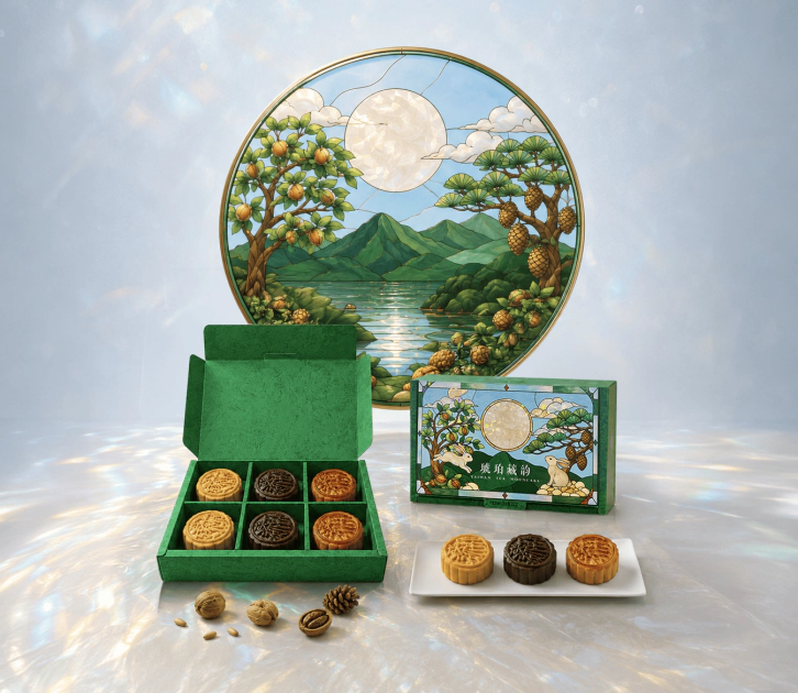 昇恆昌獨家監製「琥珀藏韵-茶系月餅禮盒」,以台灣茶文化為靈感,將熟悉的台灣茶香融入中秋糕餅